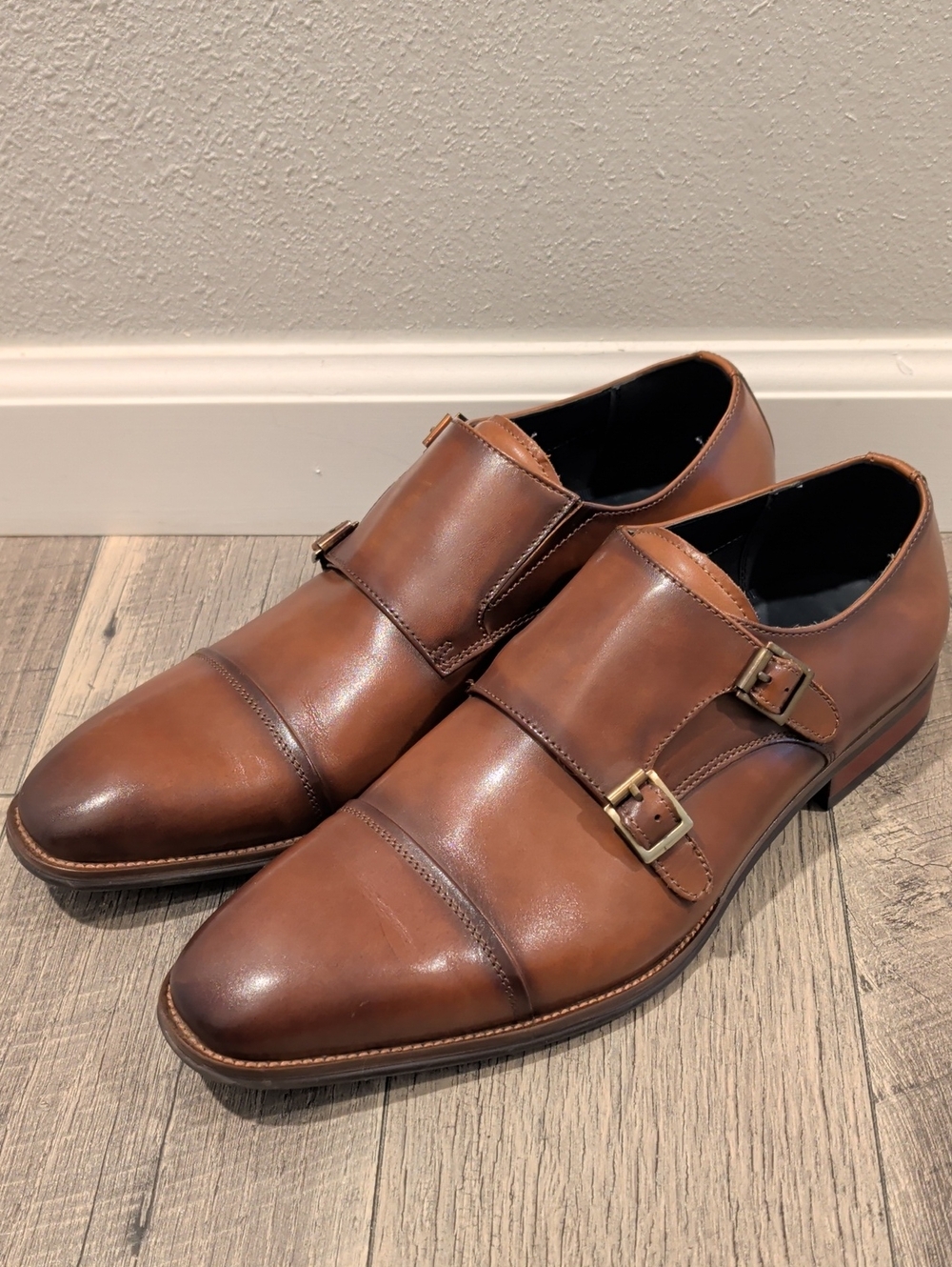 Steve Madden "Teon" Double Monkstrap Shoes Tan/Cognac 11M